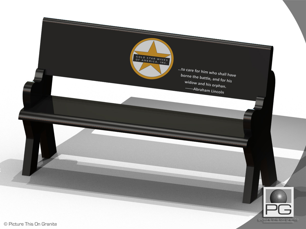 Hillsborough Flat Granite Memoria bench design with back