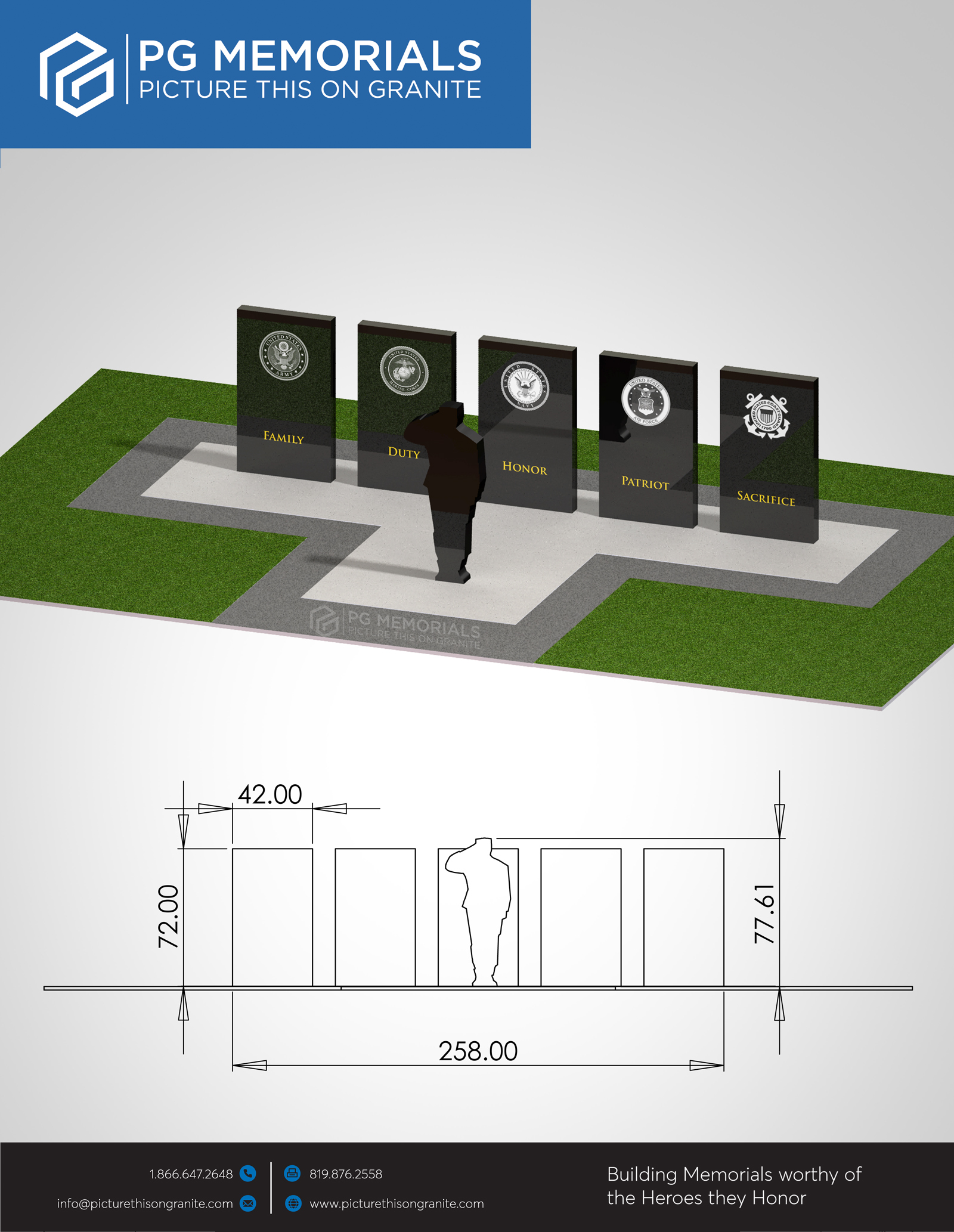 Design for custom granite Korean war memorial monument